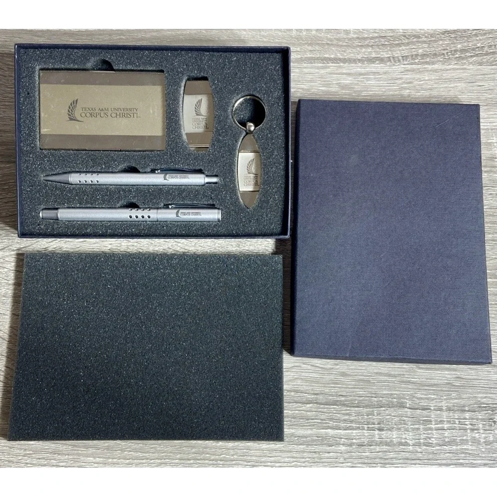 Texas A&M University Corpus Christi Set: Card Holder, Pens, Keychain, Money Clip